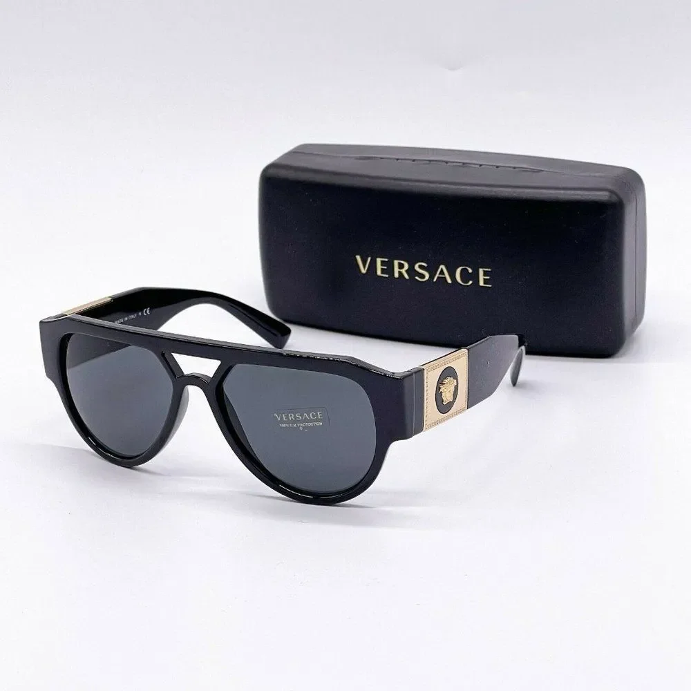 New Versace Black Unisex Acetate 57mm Sunglasses